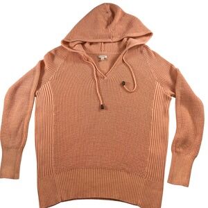 Sonoma Goods for Life Womens XL Peach Waffle Knit Hoodie Sweater Ribbed Pullover